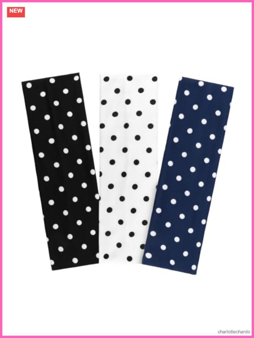 Polka Dot Wide Stretchy Headbands Elastic Hair Accessories Set of 3